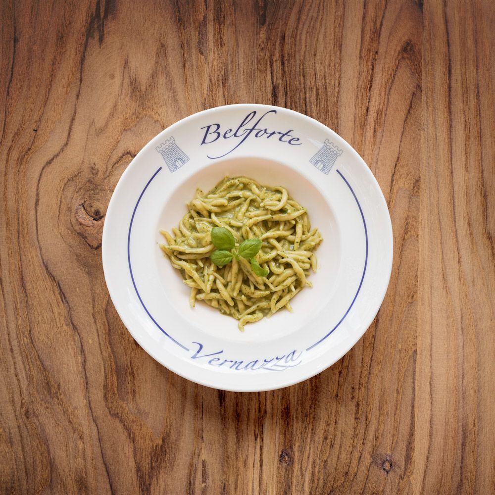 Pasta with pesto sauce at Belforte restaurant